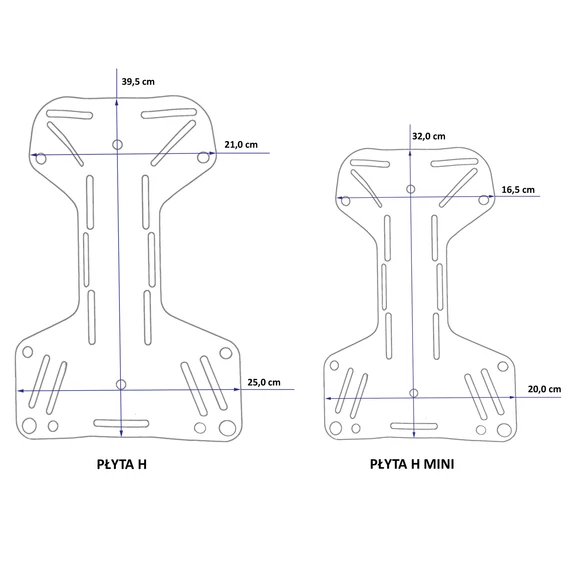 H-shape MINI backplate SS 3mm (0,92 kg)